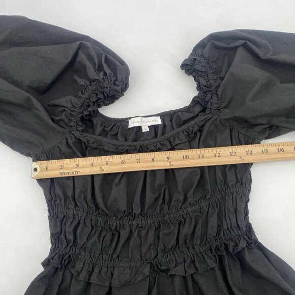 House Of Harlow 1960 Black Puff Sleeve Square Neck Peasant Mini Dress Size M - Picture 15 of 16